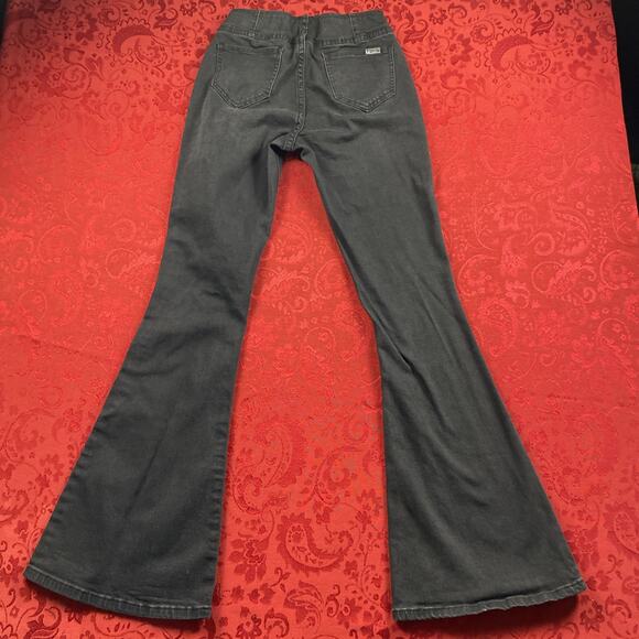 Rock & Roll Denim Jeans Womens Bargain Bell Pull On Flare Legs Black - Picture 8 of 12